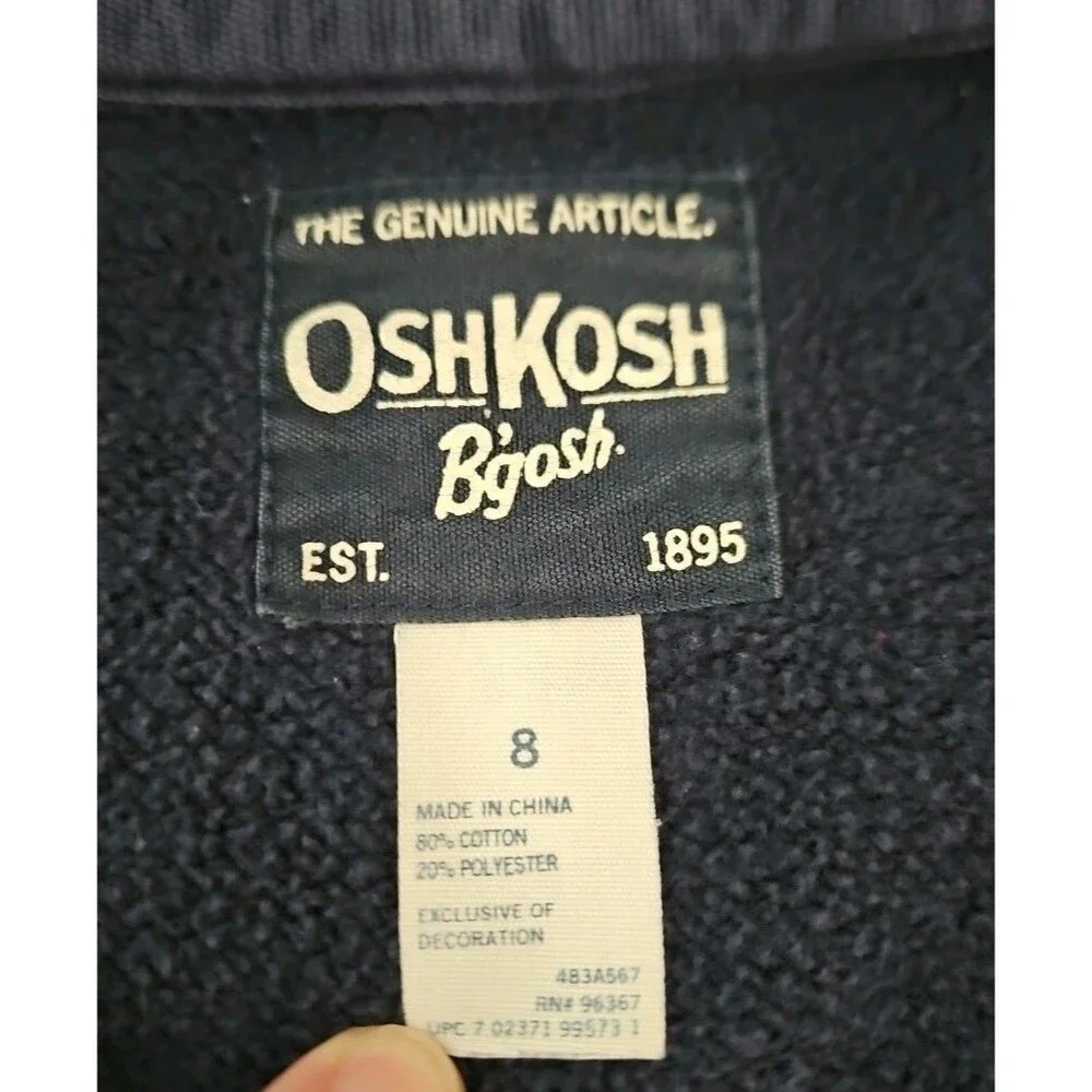 Oshkosh B'Gosh Circa 2012 Fleece Jacket Boys Sz 8 Embroidered Front Sleeve...